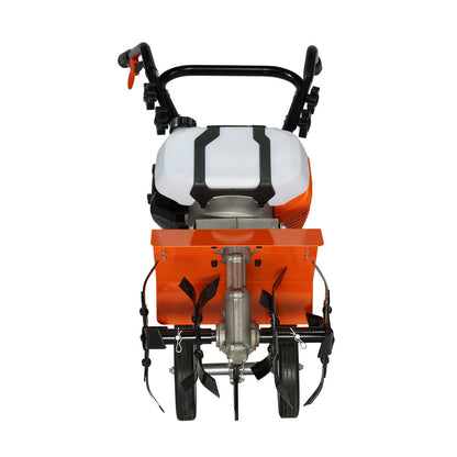 VEVOR Tiller Cultivator Gas Powered, 43CC 2-Stroke Garden Cultivator, Tiller with 4 Steel Adjustable Front Tines for Lawn, Garden and Field Soil Cultivation