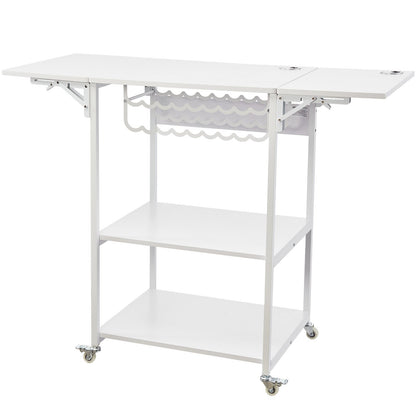 VEVOR Heat Press Table 3Tier Movable Heat Press Stand Foldable with Wheels White