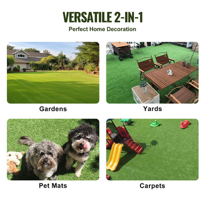 VEVOR Artifical Grass, 6 x 10 ft Rug Green Turf, 1.38"Fake Door Mat Outdoor Patio Lawn Decoration, Easy to Clean with Drainage Holes, Perfect For Multi-Purpose Home Indoor Entryway Scraper Dog Mats