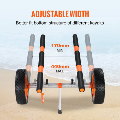 VEVOR Adjustable Kayak Cart Canoe Boat Carrier 450lbs Load with 12'' Solid Tires
