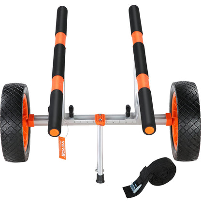 VEVOR Adjustable Kayak Cart Canoe Boat Carrier 450lbs Load with 12'' Solid Tires