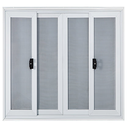 Concession Window, 91.4 x 91.4 cm Aluminum Alloy Food Truck Service Window with 4 Horizontal Sliding Screen Windows & Awning Door & Drag Hook, Serving Window for Food Trucks Concession Trailers