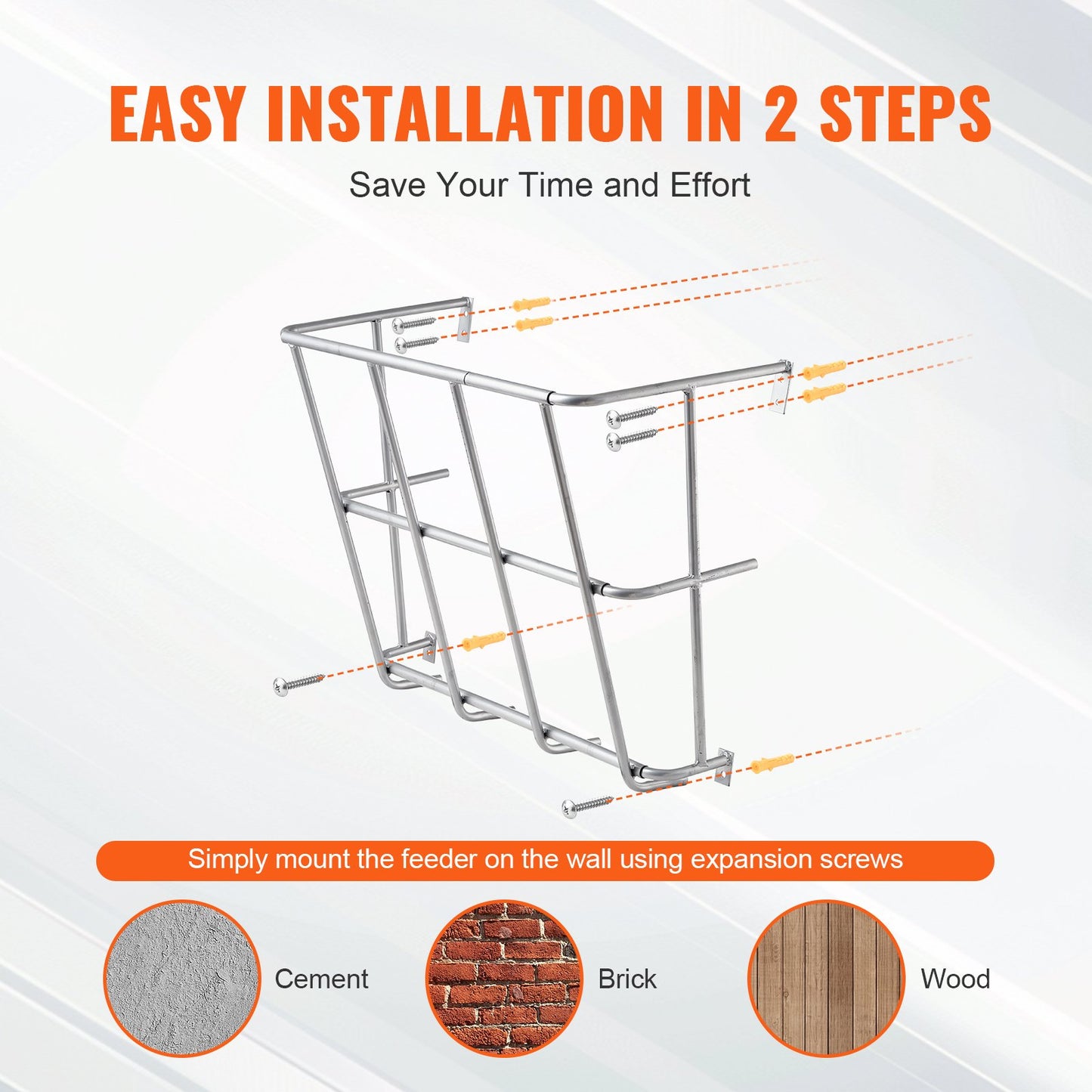 VEVOR Livestock Hay Feeder 18.5 Gallons Wall Mounted Goat Hay Rack for Horses