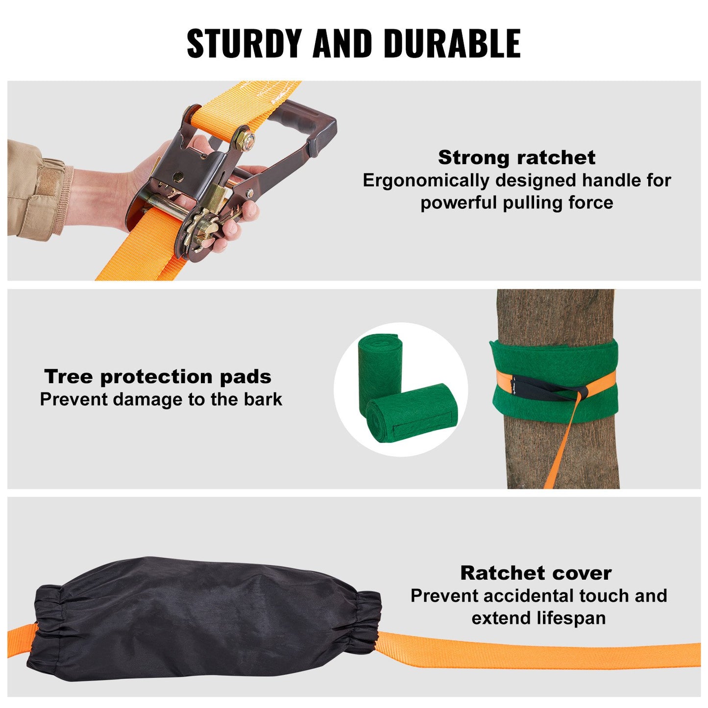VEVOR Slackline Kit with Training Line, 18.3m Backyard Slack Line Equipment, Easy Setup Tight Rope for Kids Adults, Complete Slackline Set with Tree Protectors, Arm Trainer, Carry Bag, and Instruction
