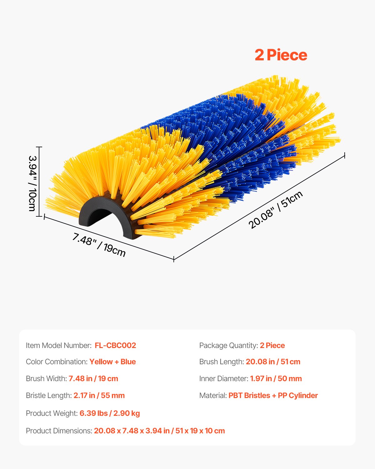 VEVOR Livestock Scratching Brush 2Pcs Itch Relief Horse Scratcher Brush 20 in