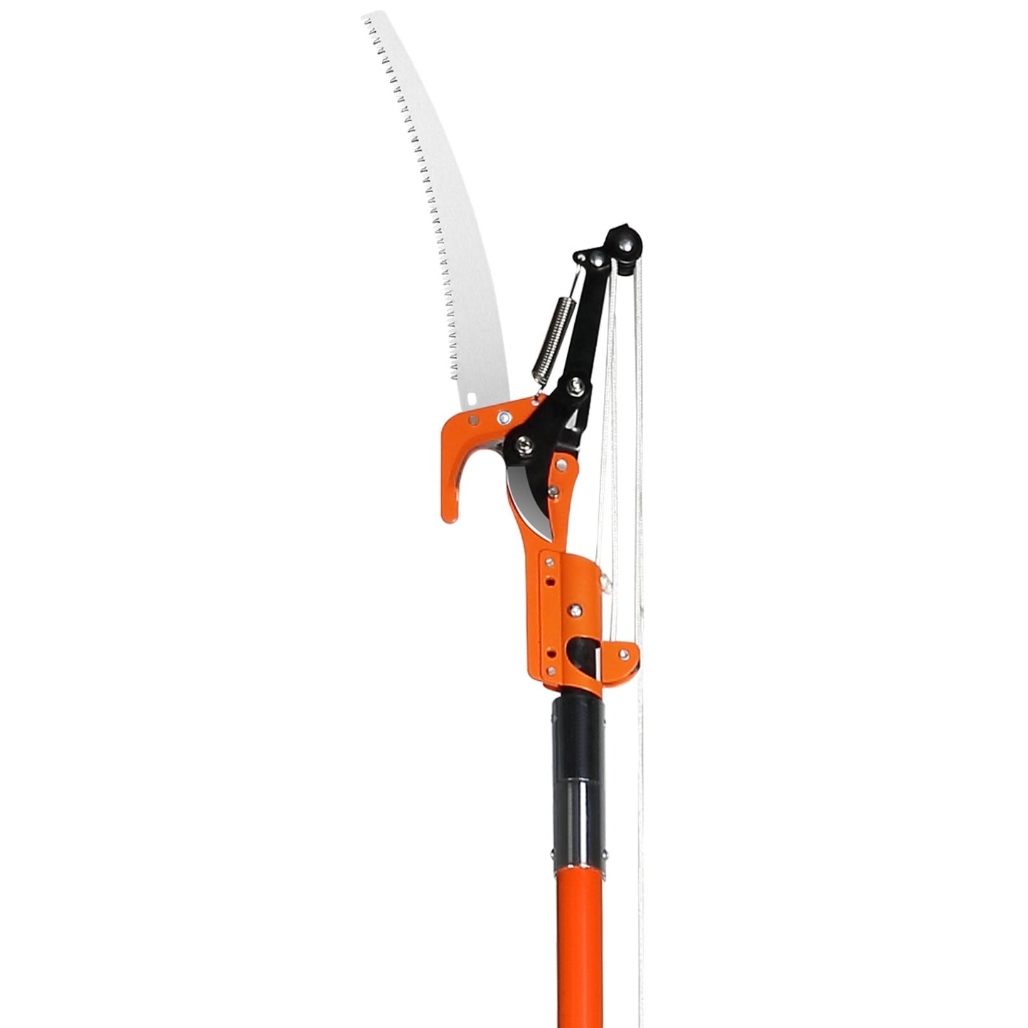 VEVOR Manual Pole Saw, 2.24 m-8.24 m Extendable Tree Pruner, Sharp Steel Blade and Scissors High Branches Trimming, Branch Trimmer with Lightweight 8 Fiberglass Handles, for Pruning Palms and Shrubs