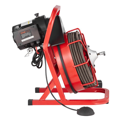 VEVOR Drain Cleaner Machine Drain Auger 75FT x 1/2 Inch Manual Feed & 4 Cutters