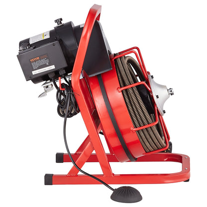 VEVOR Drain Cleaner Machine Drain Auger 50FT x 1/2 Inch Manual Feed & 4 Cutters