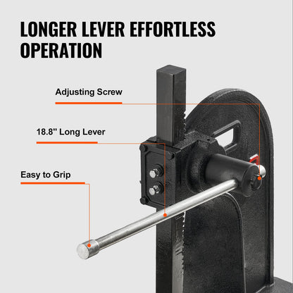 VEVOR Arbor Press, 3 Ton Manual Arbor Press, 30.99" Maximum Height, Cast Iron Heavy-duty Manual Desktop Arbor Press, Precision Hand Press for Stamping, Bending, Stretching, Forming
