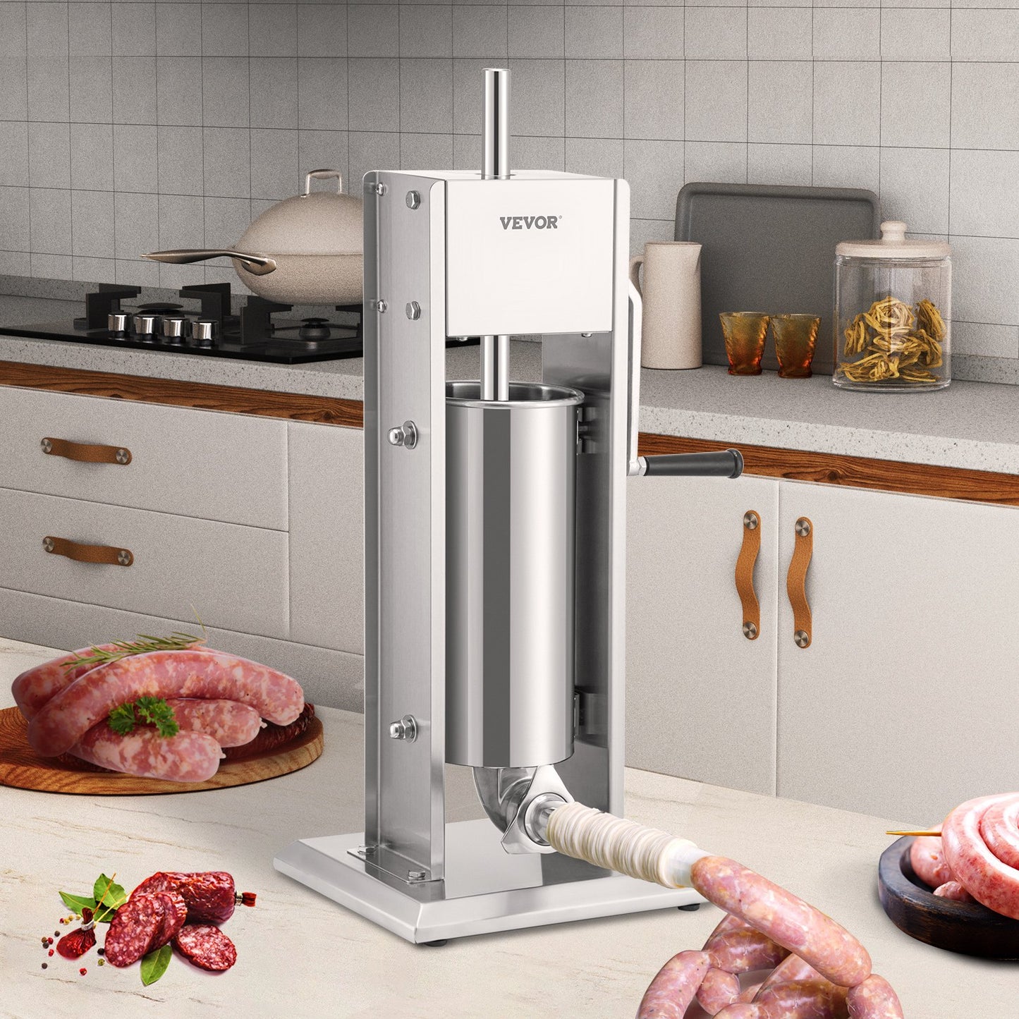 VEVOR Sausage Stuffer 8LBS/5L Capacity Homemade Sausage Maker Stainless Steel