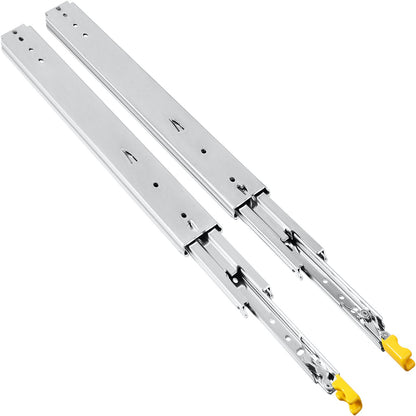 VEVOR Drawer Slides with Lock, 1 Pair 40 inch, Heavy-Duty Industrial Steel up to 500 lbs Capacity, 3-Fold Full Extension, Ball Bearing Lock-in & Lock-Out, Side Mount