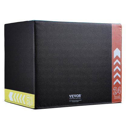 VEVOR 3 in 1 Plyometric Jump Box, 30/24/20 Inch Foam Plyo Box, Platform & Jumping Agility Box, Anti-Slip Fitness Exercise Step Up Box for Home Gym Training, Conditioning Strength Training, Black