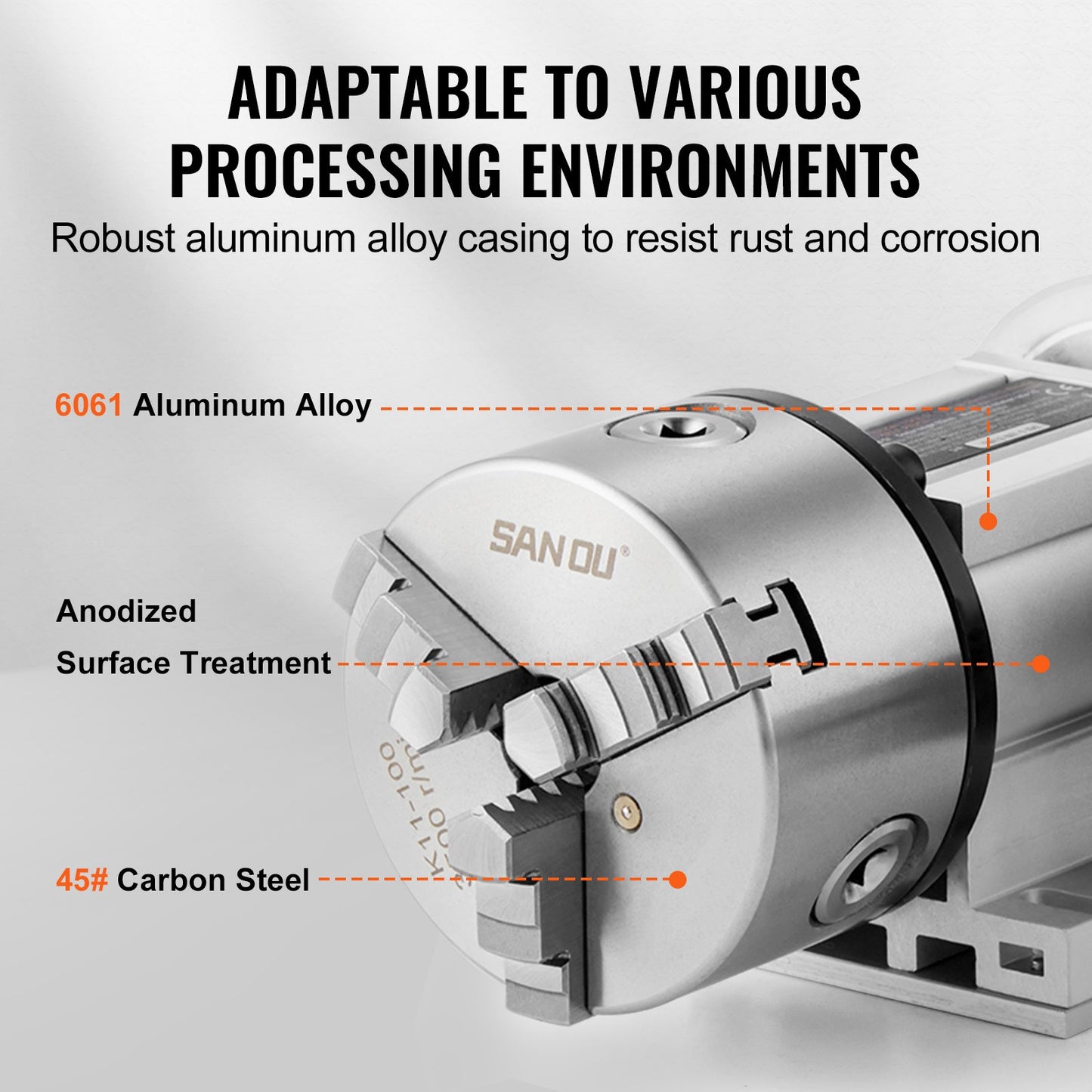 VEVOR Dividing Head, K11-100mm 3-Jaw Chuck, CNC Router Milling Machine Rotational Axis 4th Axis A Axis Indexing Head, 65 mm Center Height MT2 Tailstock 6:1 Gear Ratio, Universal for Engraving