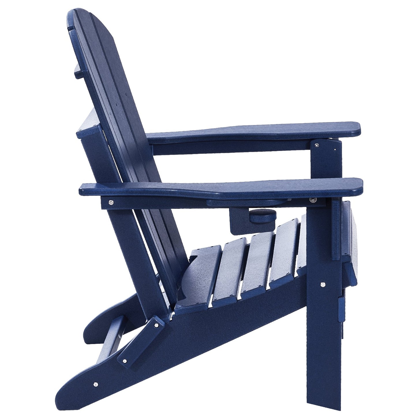 Adirondack Chair Plastic, Set of 2 All-Weather Portable Folding Fire Pit Chair, Outdoor Adirondack Patio Chair with Cup Holder, with Relaxing Arm Rest Ergonomic, for Garden, Backyard Navy Blue