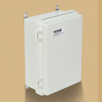 VEVOR Outdoor Electrical Junction Box, 430 x 330 x 180 mm, ABS Plastic Electrical Enclosure Box with Hinged Cover Stainless Steel Latch, IP67 Dustproof Waterproof for Outdoor Electrical Projects, 17 x 13 x 7 inch