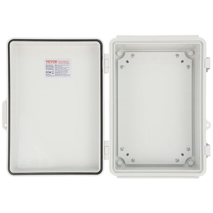 VEVOR Outdoor Electrical Junction Box, 430 x 330 x 180 mm, ABS Plastic Electrical Enclosure Box with Hinged Cover Stainless Steel Latch, IP67 Dustproof Waterproof for Outdoor Electrical Projects, 17 x 13 x 7 inch