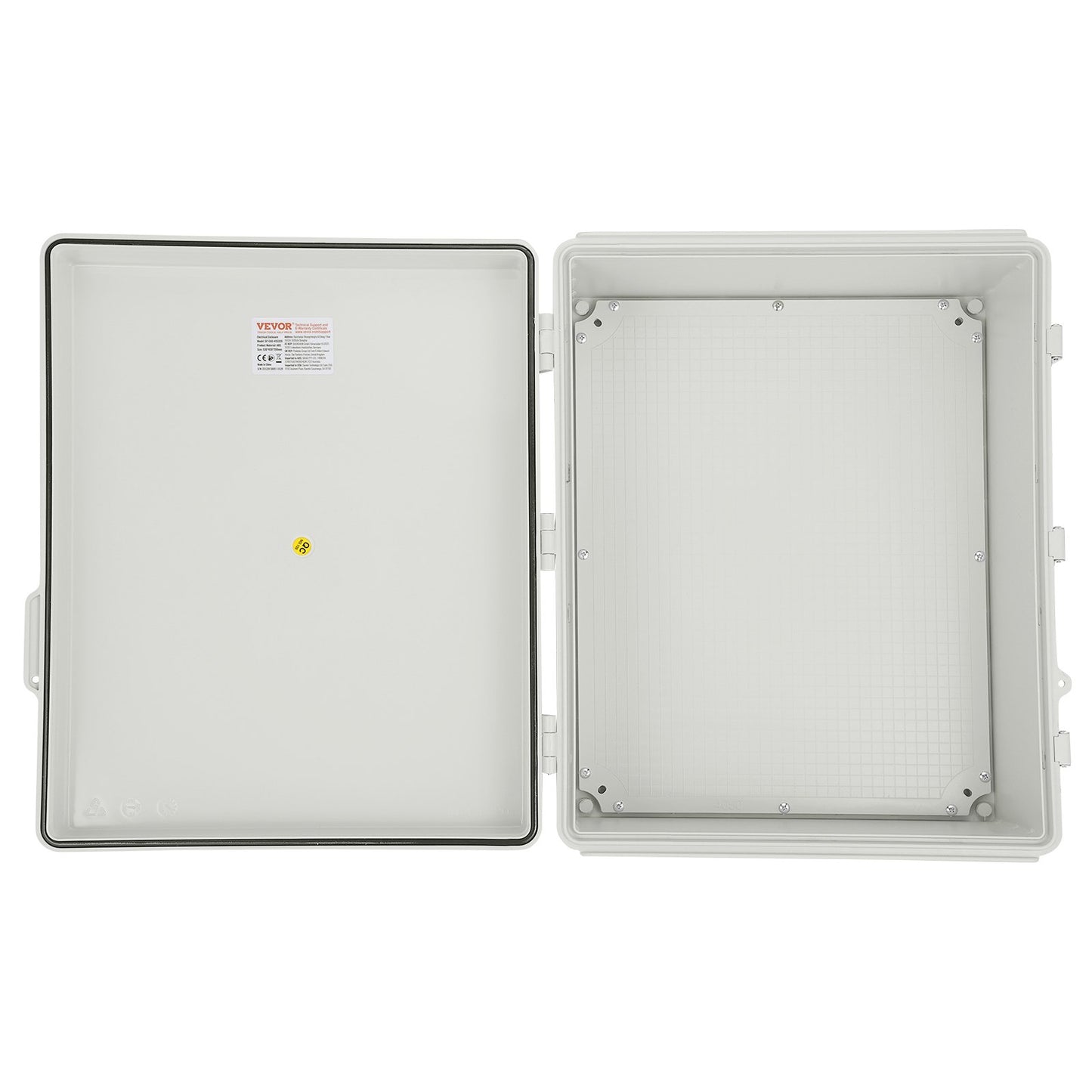 VEVOR Outdoor Electrical Junction Box, 530 x 430 x 200 mm, ABS Plastic Electrical Enclosure Box with Hinged Cover Stainless Steel Latch, IP67 Dustproof Waterproof for Outdoor Electrical Projects, 21 x 17 x 8 inch