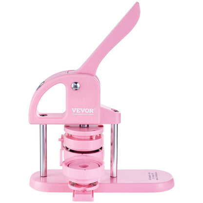 VEVOR Button Maker, 1/1.25/2.28 inch(25/32/58mm) 3-IN-1 Pin Maker, 300pcs Button Parts, Button Maker Machine with Panda Magic Book, Ergonomic Arc Handle Punch Press Kit, For Children DIY Gifts, Pink