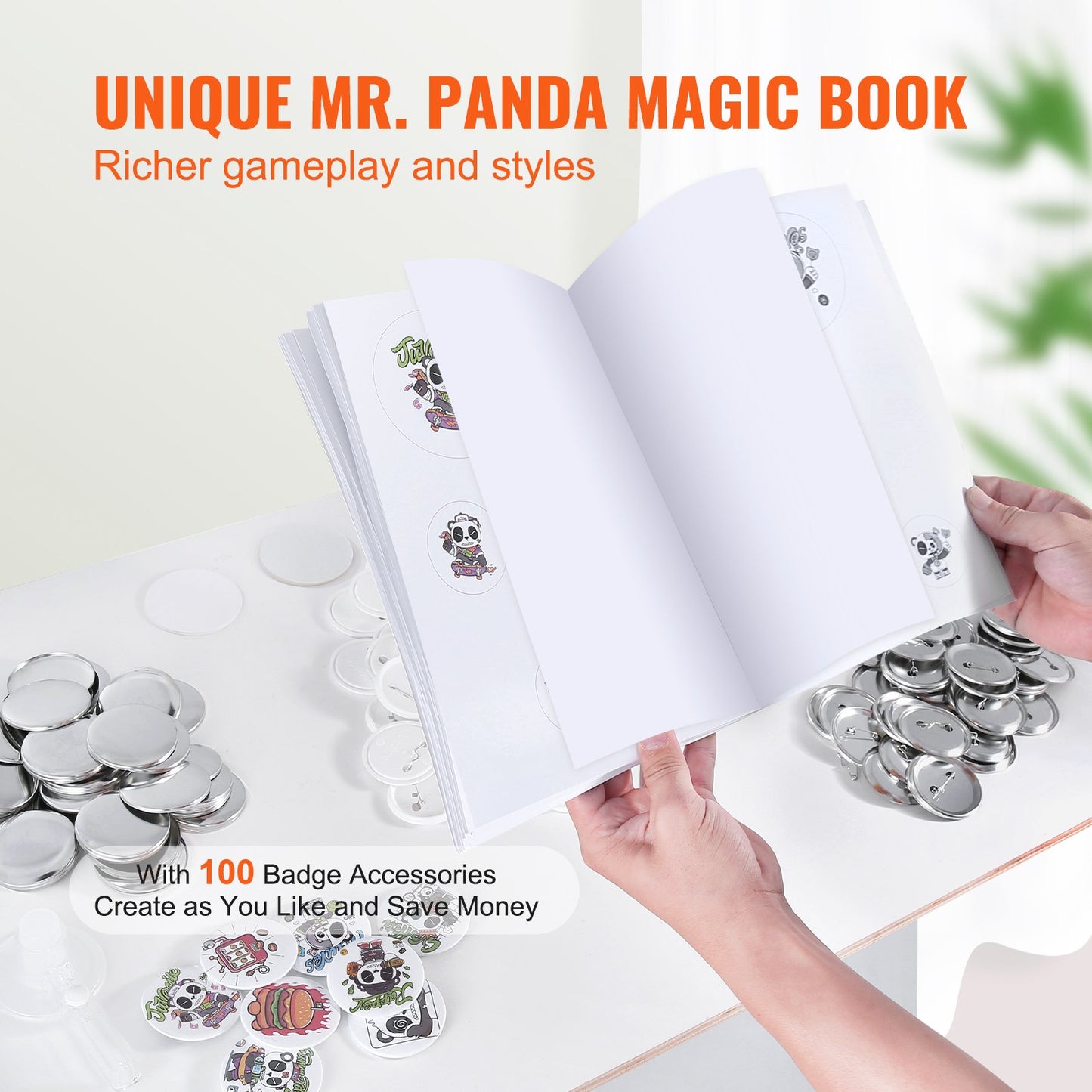 VEVOR Button Maker Machine, 2.28 inch/58mm Pin Maker, Installation-Free Badge Punch Press Kit, Children DIY Gifts Button Making Supplies with 100pcs Button Parts, Circle Cutter, Magic Book