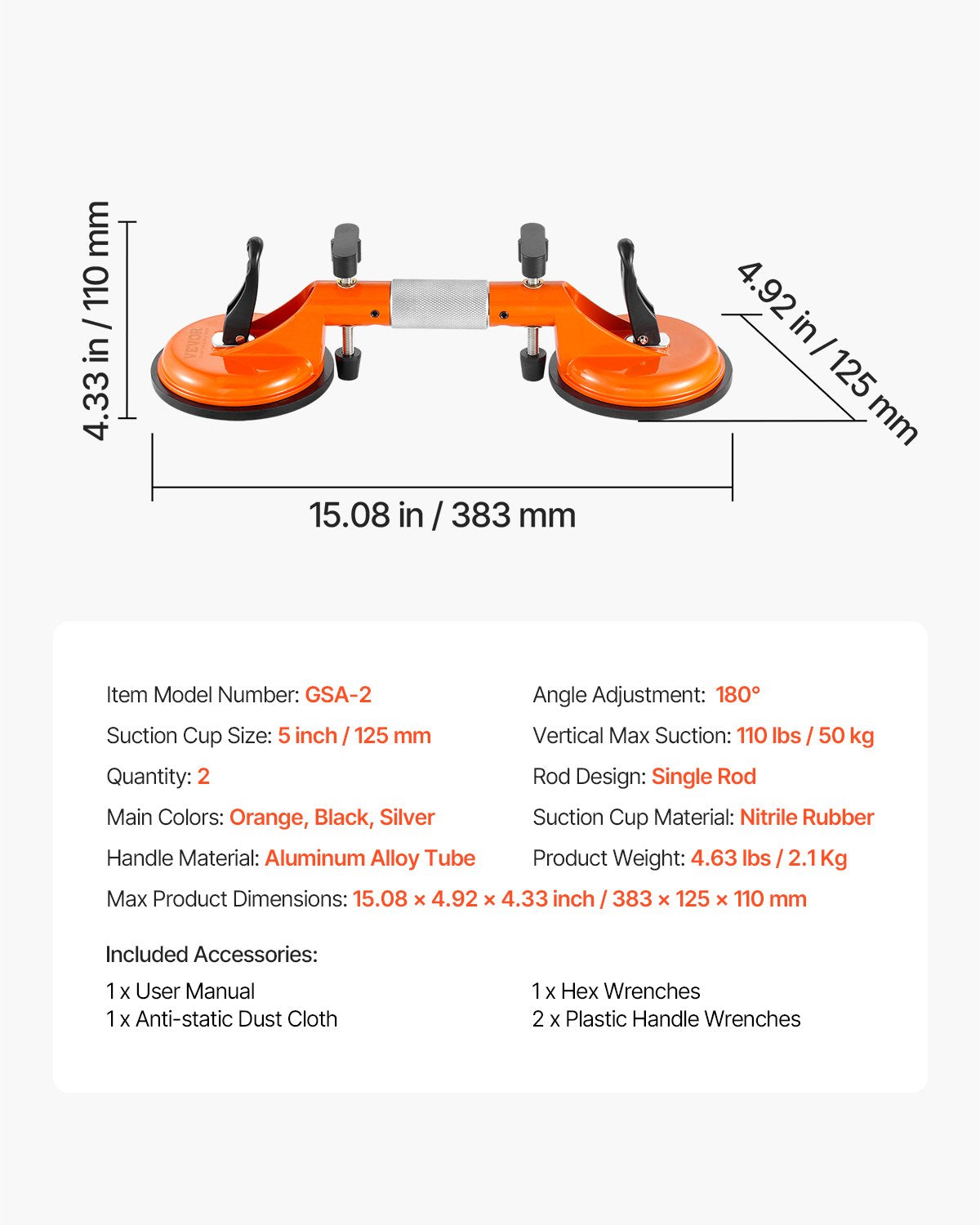 VEVOR Seamless Seam Setter 5" Suction Cup for Countertop Seam Joining & Leveling