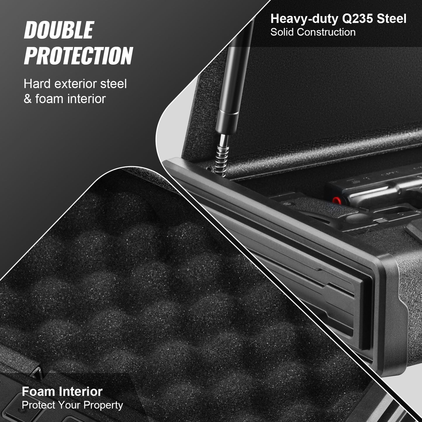 VEVOR Gun Safe for Pistols Biometric Gun Safe with 3 Access Ways for 2 Pistols