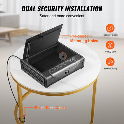 VEVOR Gun Safe for Pistols Biometric Gun Safe with 3 Access Ways for 2 Pistols