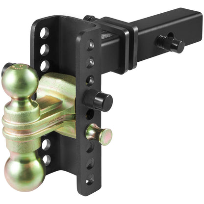 VEVOR Adjustable Trailer Hitch, 152.4 mm Drop & 114.3 mm Rise Hitch Ball Mount with 50.8 mm Receiver, Solid Tube, 6350 kg GTW, 50.8 mm and 58.7 mm 45# Steel Tow Balls with Key Lock for Truck Towing