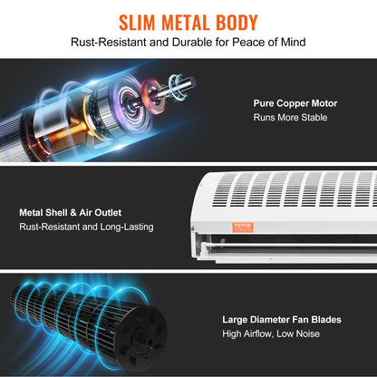VEVOR 1.5m Commercial Indoor Air Curtain Super Power 2 Speeds 3566m³/h, UL Certified Wall Mounted Air Curtains for Doors, Indoor Over Door Fan with Heavy Duty Limit Switch, Easy-Install Unheated