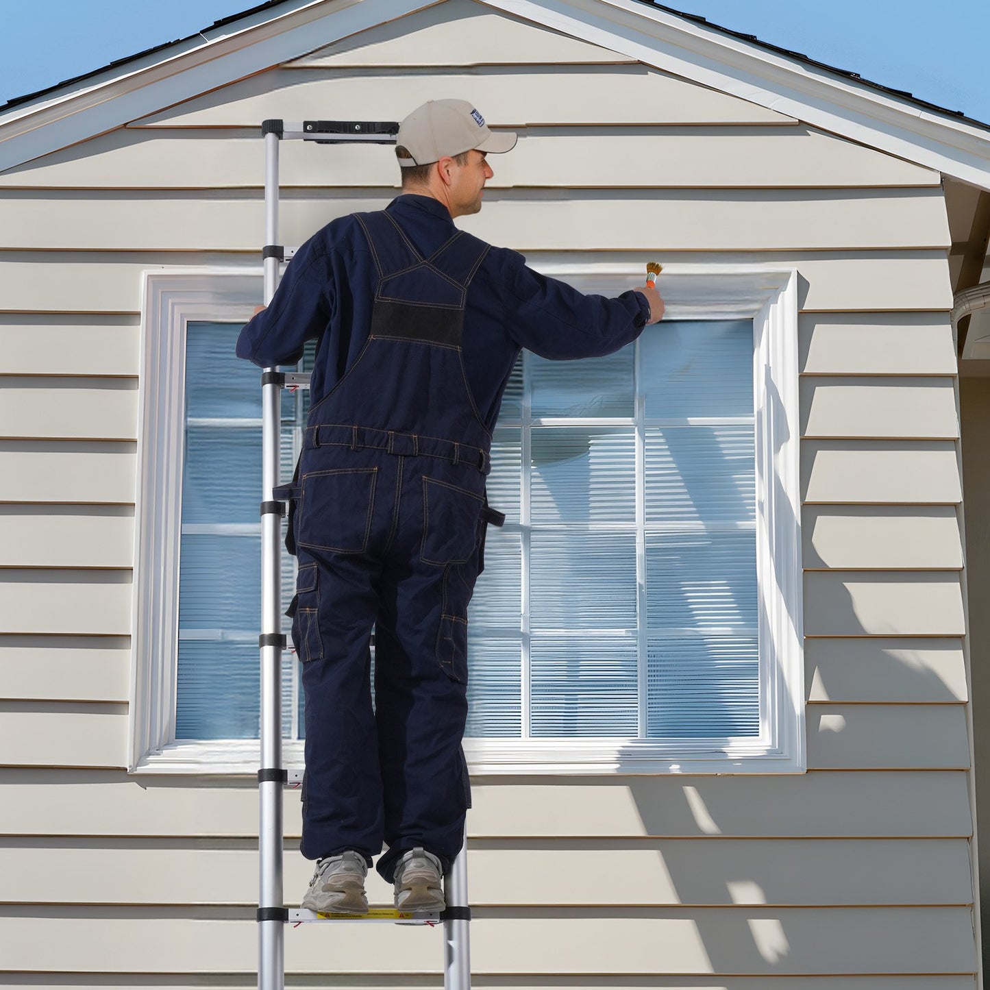 VEVOR Telescoping Extension Ladder 8.5FT One-button Retraction 375 LBS Capacity