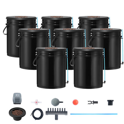 VEVOR DWC Hydroponics Grow System Deep Water Culture 8 Buckets with Air Pump