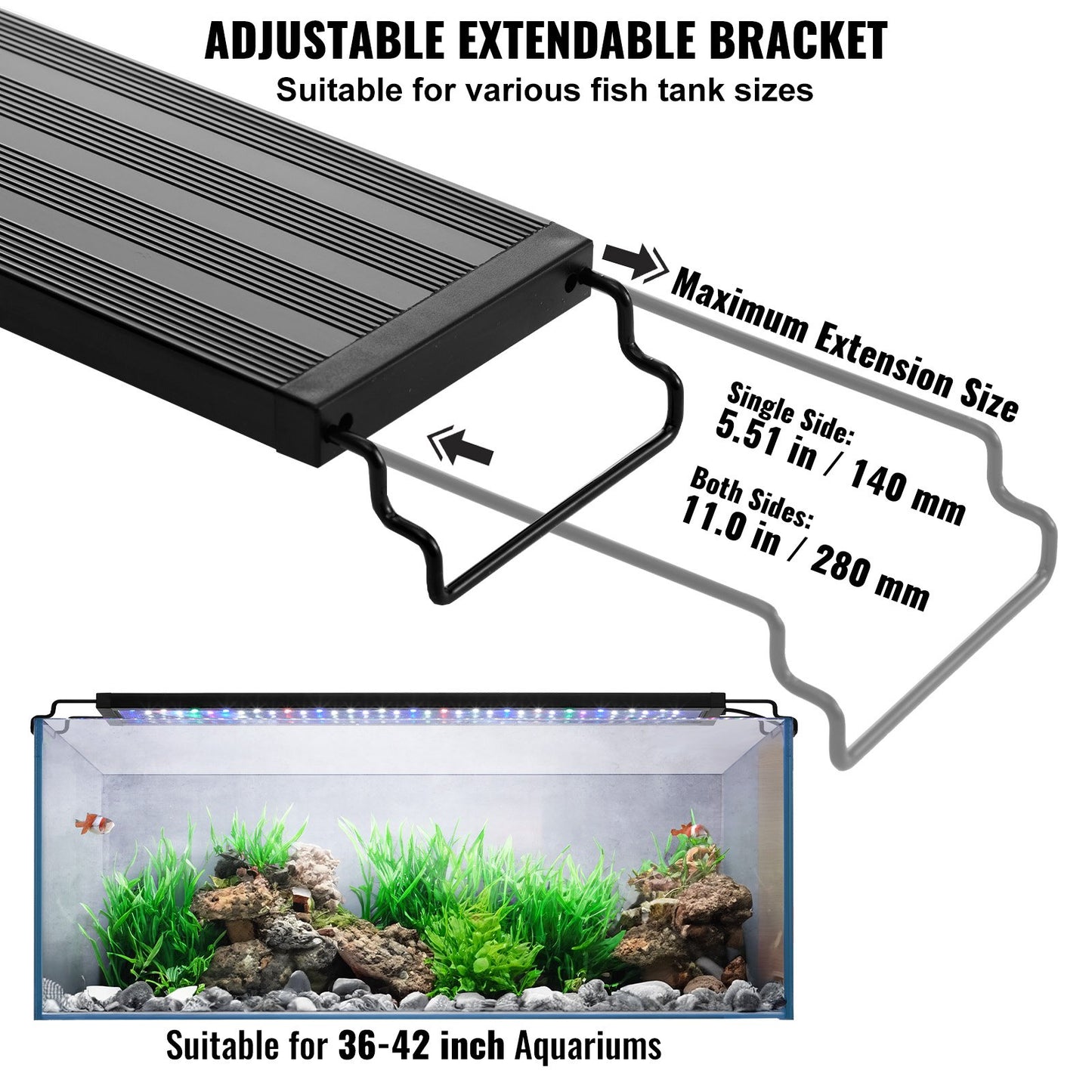 VEVOR Aquarium Light 26W Full Spectrum Aquarium LED Lights for 36"-42" Fish Tank
