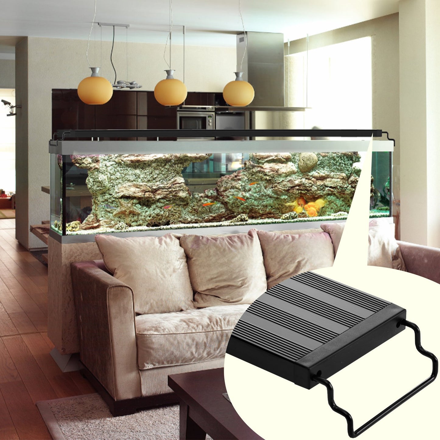 VEVOR Aquarium Light, 48W Full Spectrum Fish Tank Light with 24/7 Natural Mode, Adjustable Timer & 5-Level Brightness, with Aluminum Alloy Shell Extendable Brackets for 48"-54" Freshwater Planted Tank