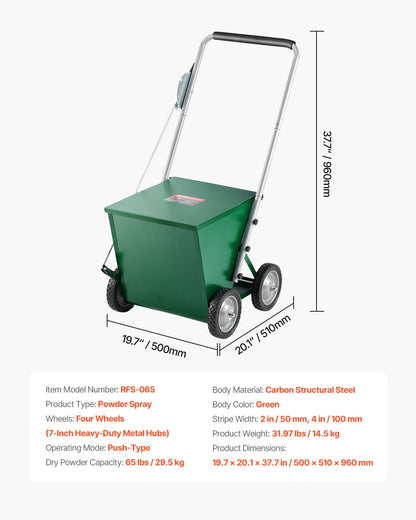 VEVOR Dry Line Marker 4-Wheel 50 or 100 mm Lines Heavy Duty Steel Chalker 29.5kg