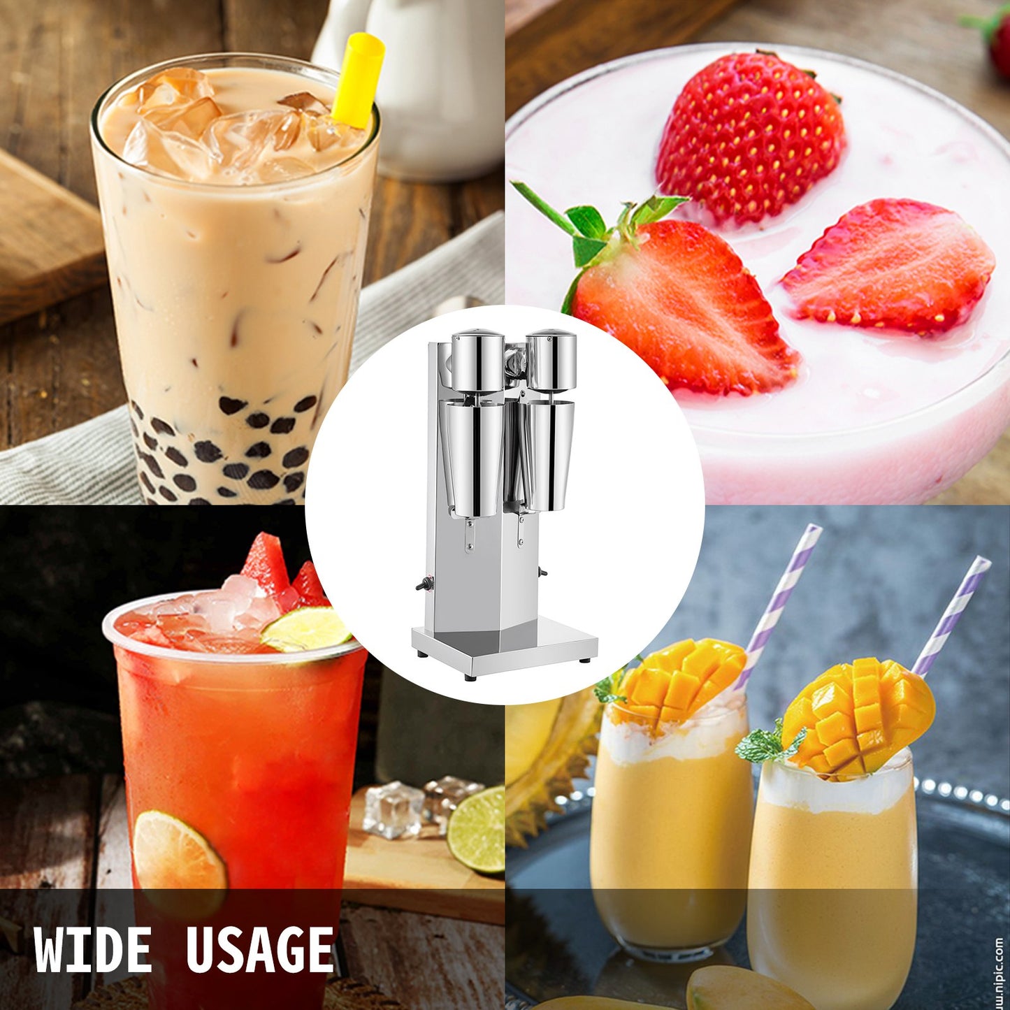 Vevor Commercial Milkshake Maker Machine Double Heads Thickshake Frother Stainless