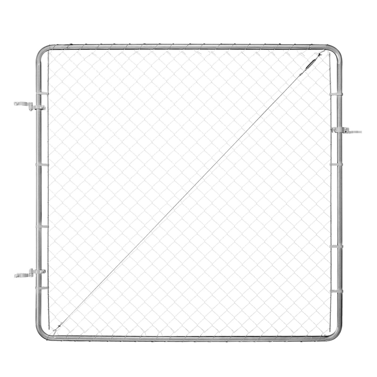 VEVOR Chain Link Fence Gate, 70 x 72 in, Adjustable Chain Link Fence Panel, Fit 3 ft (W) x 4 ft (H) Garden Fence Gate Opening, Rust-Resistant Galvanized Fencing Gate for Farm Posts Not Included