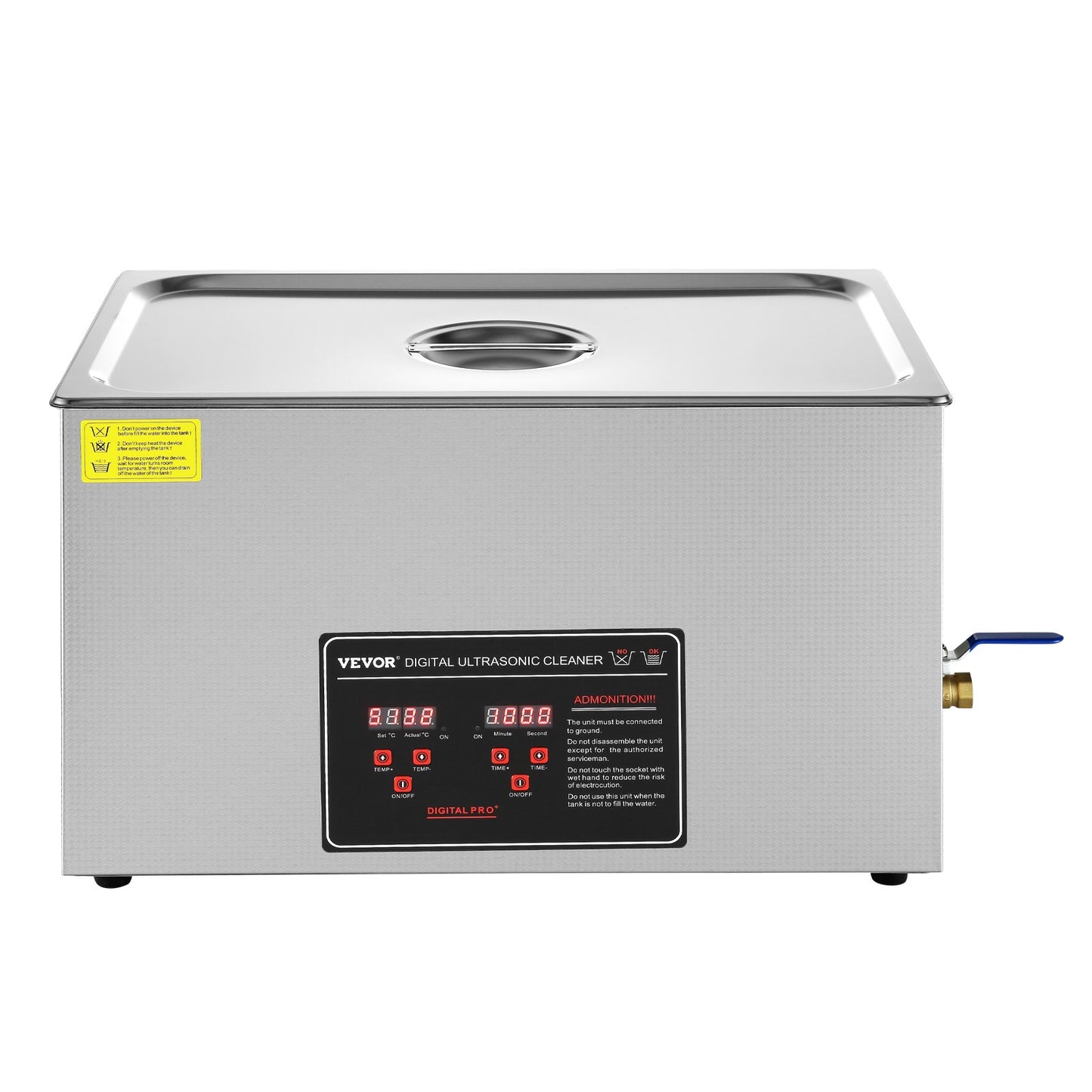 VEVOR Ultrasonic Cleaner with Digital Timer & Heater, Professional Ultra Sonic Jewelry Cleaner, Stainless Steel Heated Cleaning Machine for Glasses Watch Rings Small Parts Circuit Board (30L)