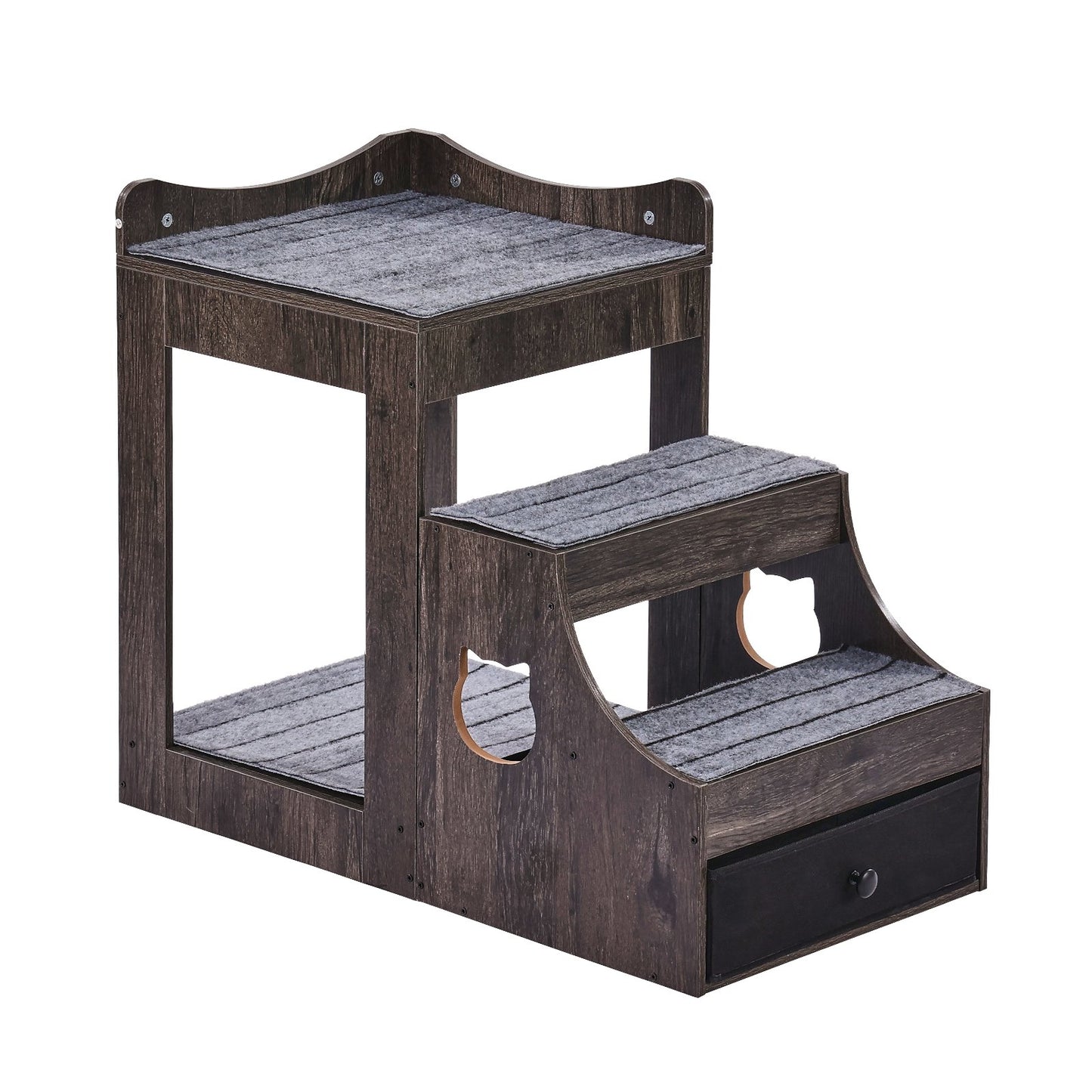 VEVOR Pet Bunk Bed with Stairs Dog/Cat Window Perch with Storage Indoor Gray
