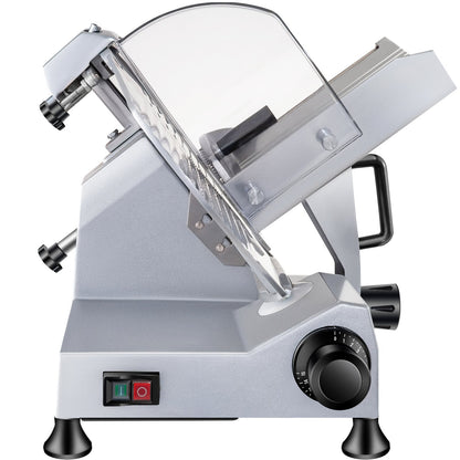 VEVOR Commercial Meat Slicer, 240W Electric Deli Food Slicer, 10 inch Carbon Steel Blade Electric Food Slicer, 350-400RPM Meat Slicer, 0 - 0.47 inch Adjustable Thickness for Commercial and Home Use