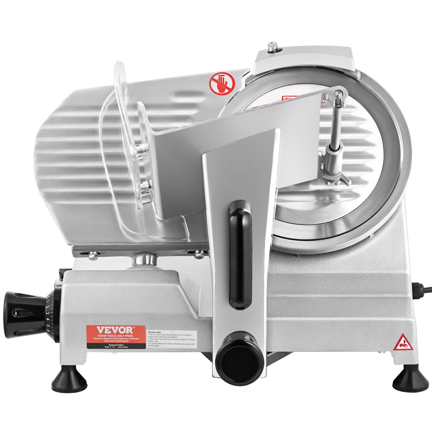 VEVOR Commercial Meat Slicer, 200W Electric Deli Food Slicer, 350-400RPM Meat Slicer with 8" Carbon Steel Blade, 0 - 0.47 inch Adjustable Thickness Electric Meat Slicer for Home and Commercial Use