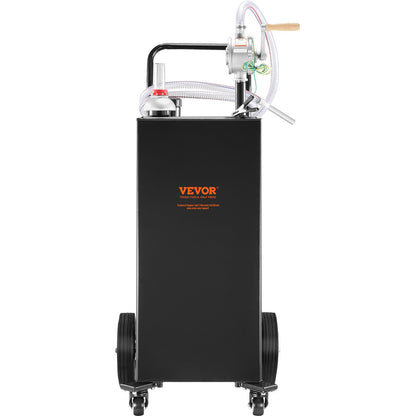 VEVOR Fuel Caddy Fuel Storage Tank 114L Volume 4 Wheels with Manuel Pump Black