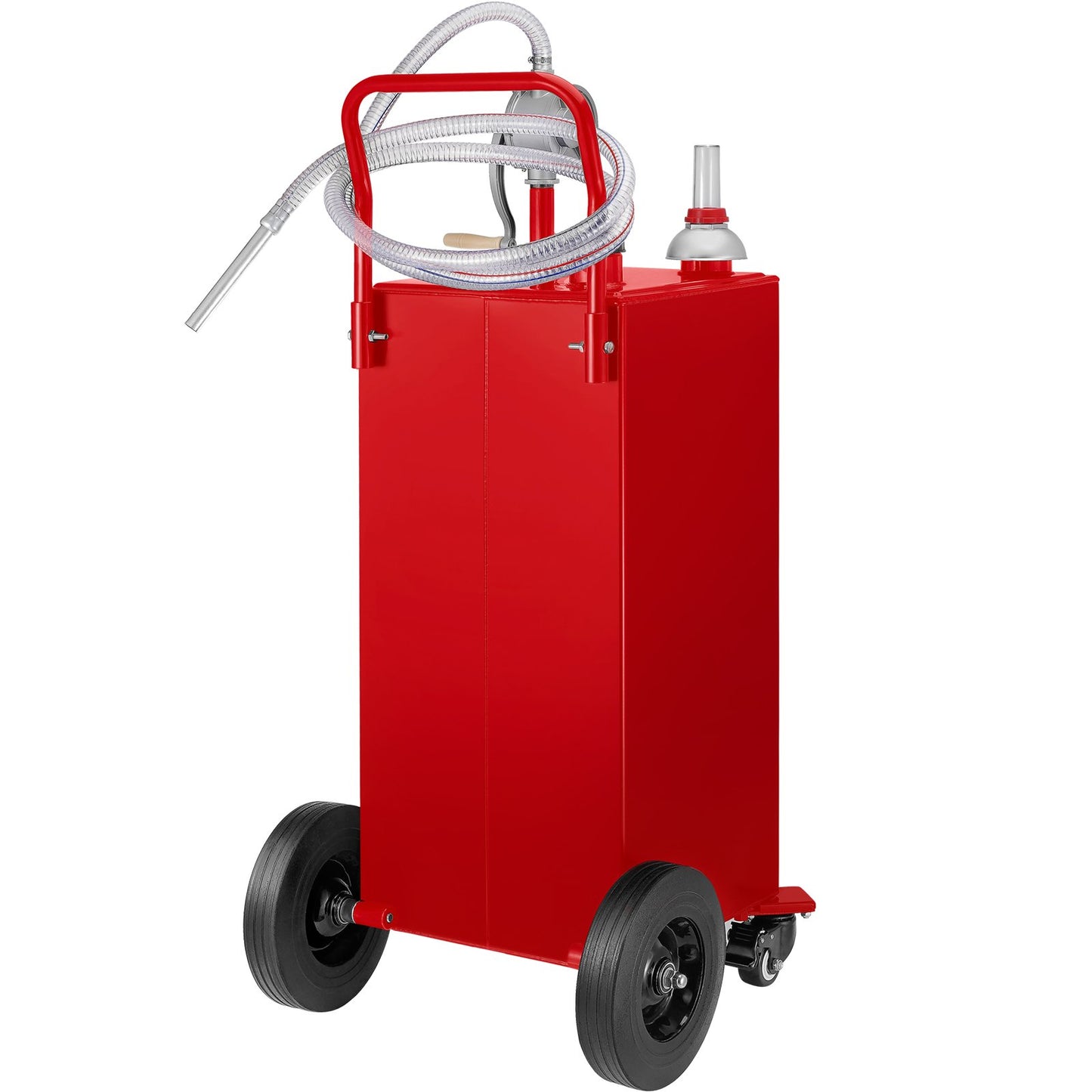 VEVOR 114L Fuel Caddy, Gas Storage Tank & 4 Wheels, with Manuel Transfer Pump, Gasoline Diesel Fuel Container for Cars, Lawn Mowers, ATVs, Boats, More, Red