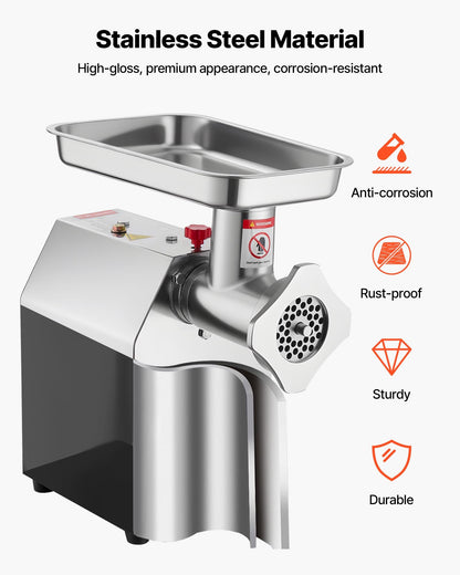 VEVOR Commercial Electric Meat Grinder 9.2 Lbs/Min Sausage Stuffer Maker Kitchen