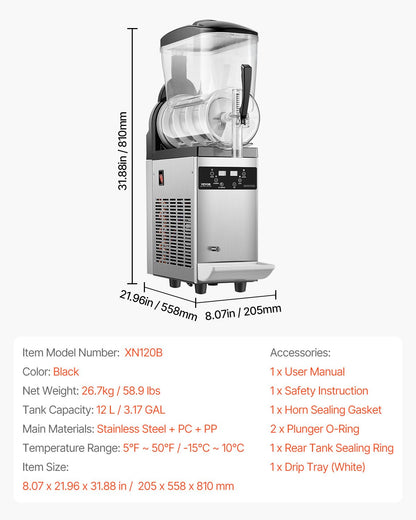 VEVOR 12L Commercial Slushy Machine Margarita Smoothie Frozen Drink Maker