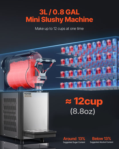 VEVOR 3L Commercial Slushy Machine Margarita Smoothie Frozen Drink Maker