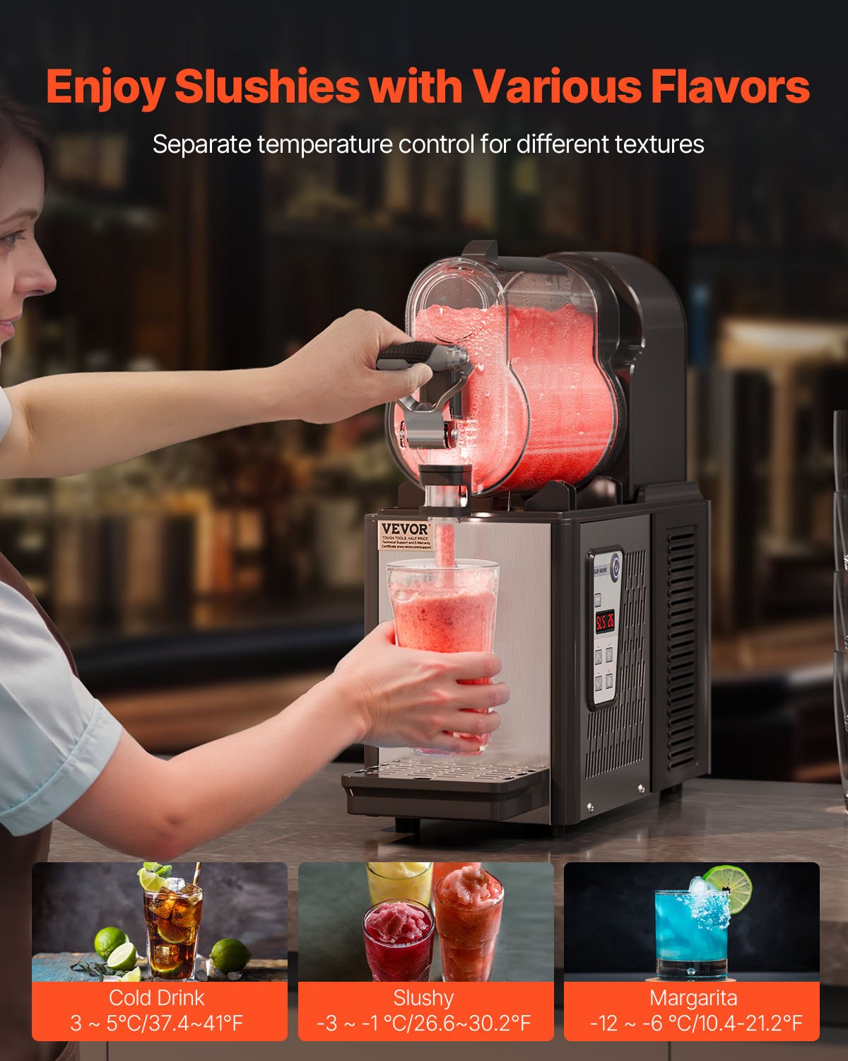 VEVOR 3L Commercial Slushy Machine Margarita Smoothie Frozen Drink Maker