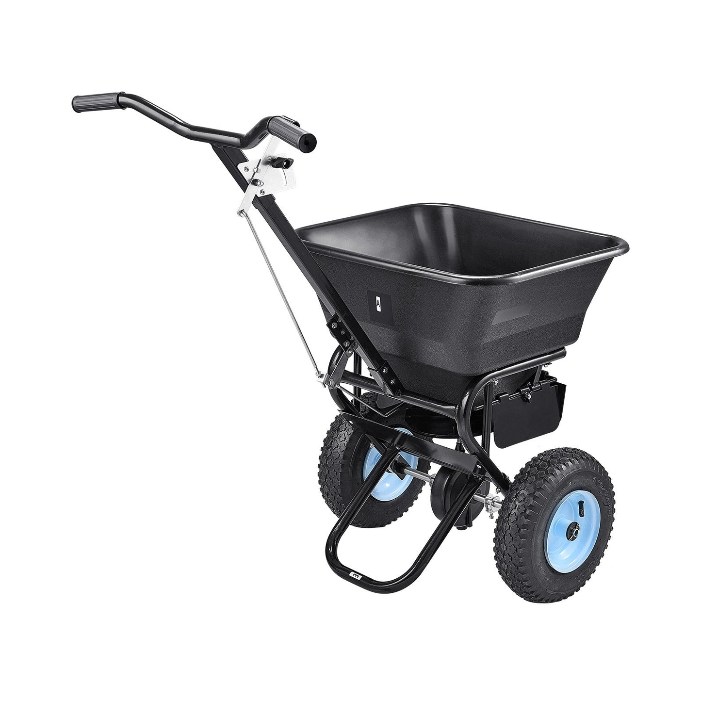 VEVOR Lawn Spreader, 100LBS Capacity, Walk-Behind Push Spreader, 0-9.8ft Spreading Width, 13 in All Terrain Pneumatic Tires, Fertilizer Spreaders with Hopper Grate, for Seed Salt Ice Melt