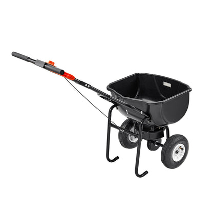 VEVOR Walk Behind Spreader, 60LBS Capacity, Push Spreader with Hopper Grate, 0-9.8 ft Spreading Width, 8 in All Terrain Pneumatic Tires, Garden & Lawn Broadcast Spreaders, for Seed, Fertilizer