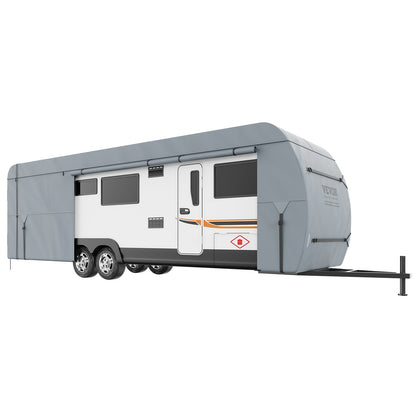 VEVOR Travel Trailer Cover, 9.1-9.8m RV Cover, 4-Layer Non-Woven Fabric Camper Cover, Waterproof, Windproof And Wear-Resistant Class A RV Cover, Rip-Stop Camper Cover with Storage Bag and Patches
