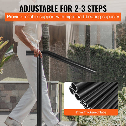 VEVOR 1-3 Step Handrail Railing for Steps Steel 150 kg Capacity with Screw Kit