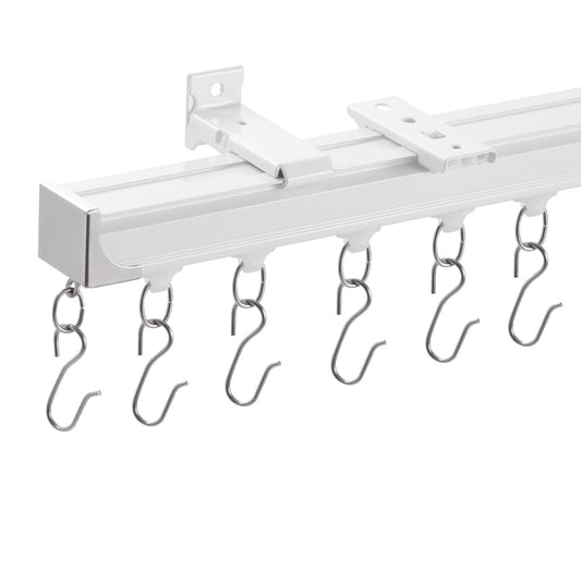 VEVOR Ceiling Curtain Track Set 17.7 FT/5.4 Meter Room Divider with Hooks White